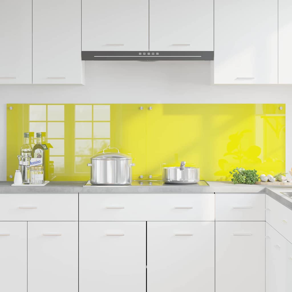 Kitchen Backsplash 2 pcs Yellow 90 x 50 cm Tempered Glass